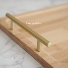 Load image into Gallery viewer, Acacia Bamboo serving tray rectangle solid wood with handle

