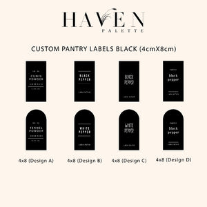 Custom Pantry Labels BLACK (4x8)