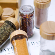 Load image into Gallery viewer, Bamboo spice jar seasoning storage with shaker lid
