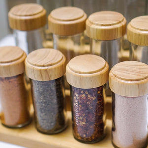 Bamboo spice jar seasoning storage with shaker lid